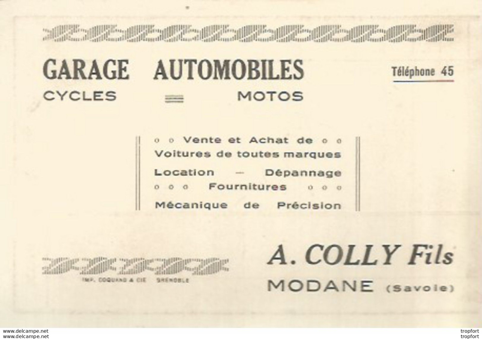 GK / Carte De Visite PUBLICITAIRE PUB CDV GARAGE AUTOMOBILE Cycles Motos A COLLY MODANE Savoie - Visiting Cards