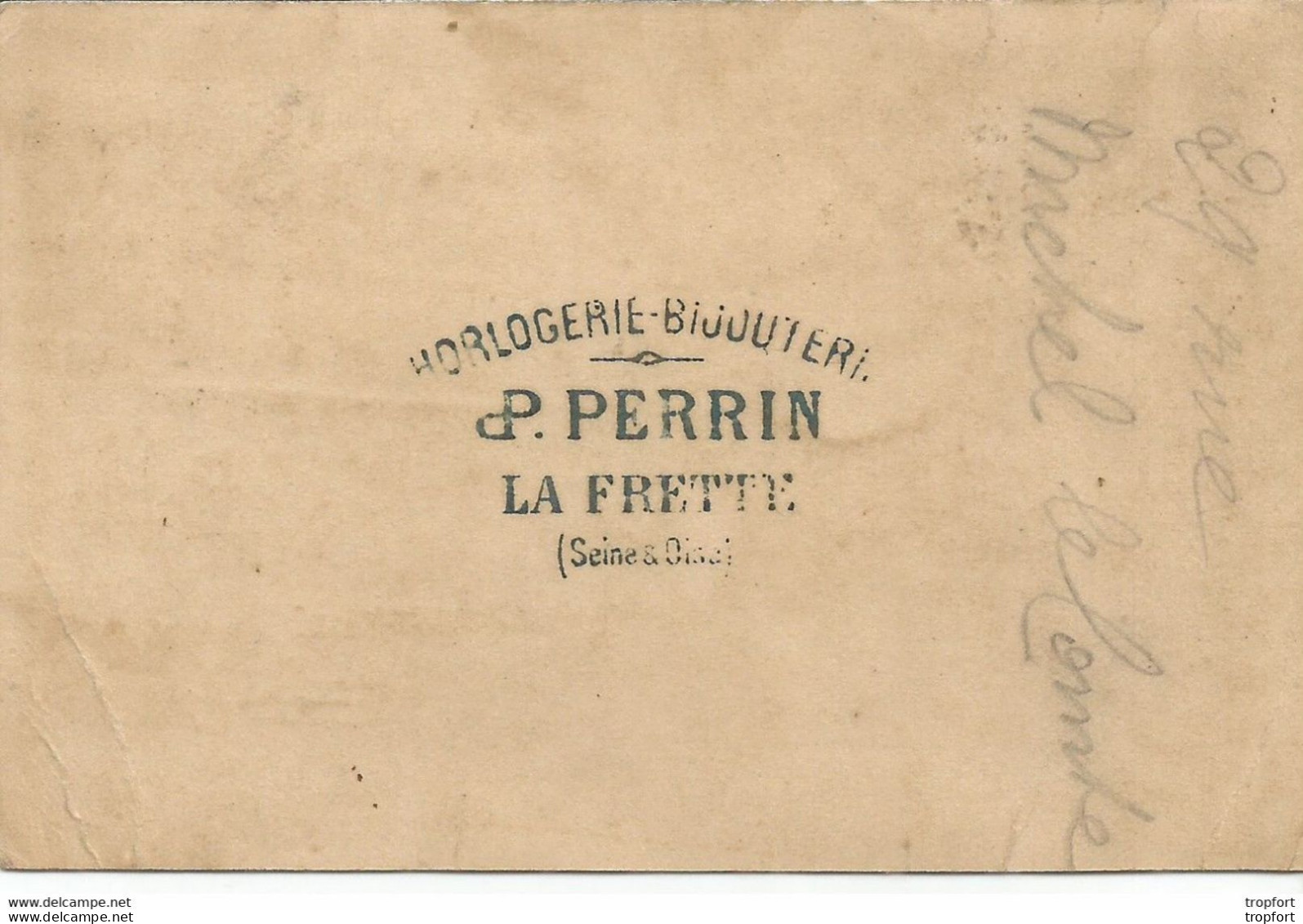 CO / Carte De Visite Ancienne HORLOGERIE Bijouterie PERRIN Rue De La DOUANE PARIS Lunetterie Orfèvrerie Antiquités - Visitenkarten