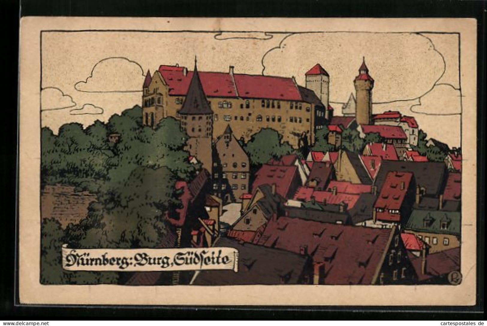 Steindruck-AK Nürnberg, Burg, Südseite  - Autres & Non Classés