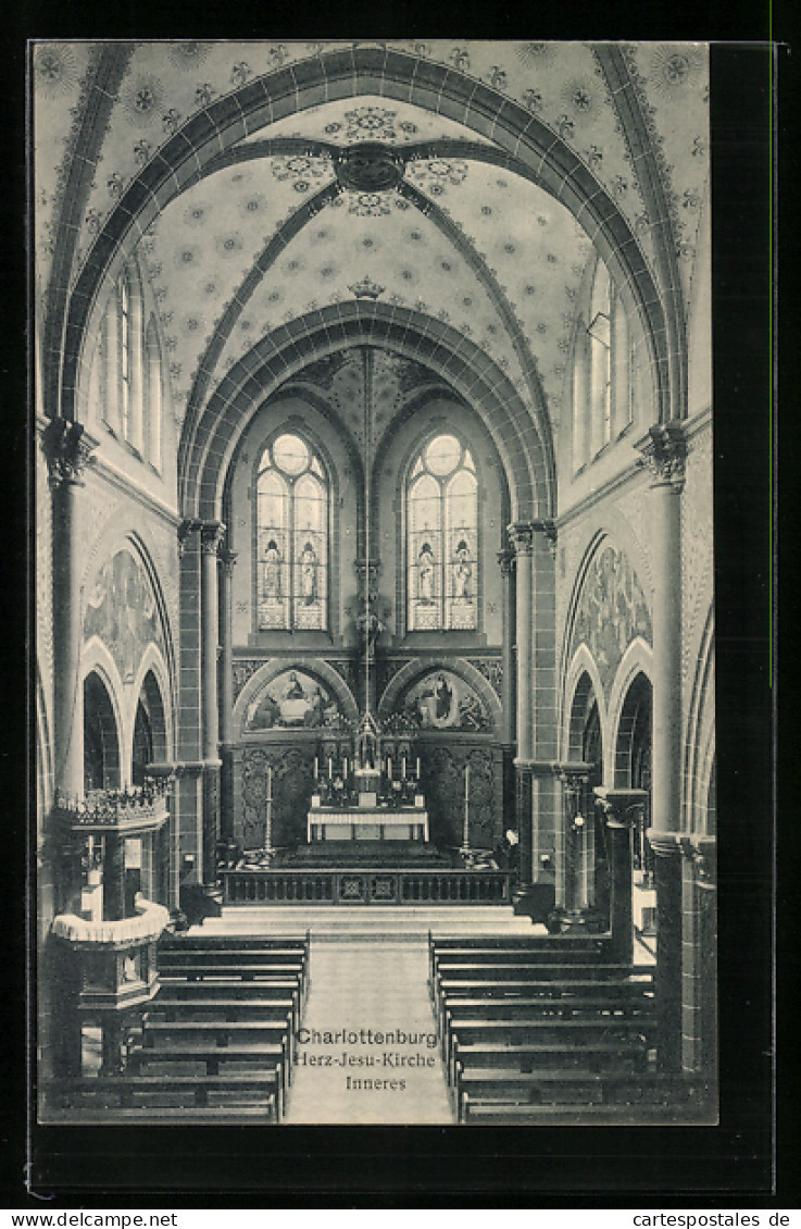 AK Berlin-Charlottenburg, Herz-Jesu-Kirche, Inneres  - Charlottenburg