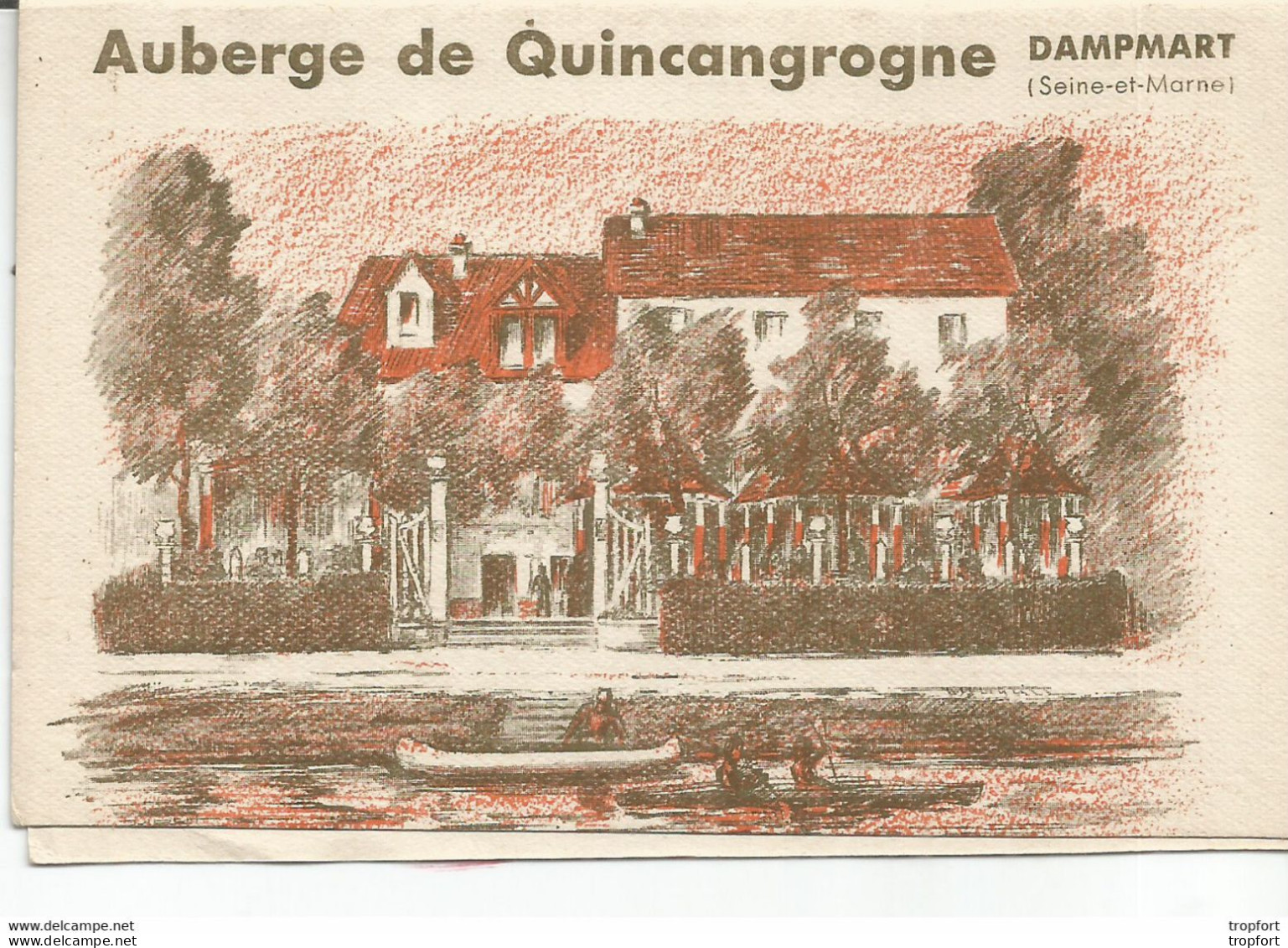 RT / Carte De Visite Ancienne Feuillet DAMPART ( 77 ) AUBERGE DE QUINCANGROGNE KELLER Hotel Restaurant - Visiting Cards