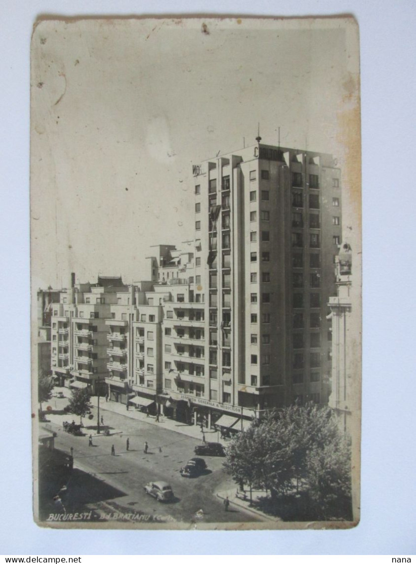 Romania-Bucuresti:Boulevard Brătianu-Carlton Block Collapsed 1940 Earthquake Photo Postard Censored 1942,see Pictures - Romania