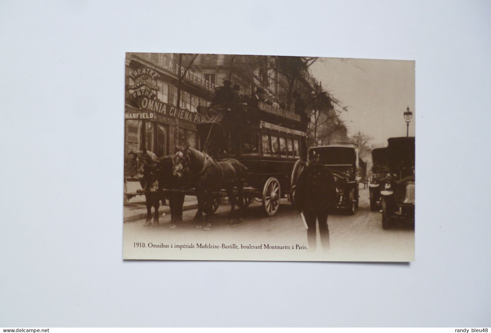 PARIS  -  Omnibus à Impériale Madeleine Bastille, Boulevard Montmartre    -   ( 1910 )   -  éditions ATLAS - Openbaar Vervoer