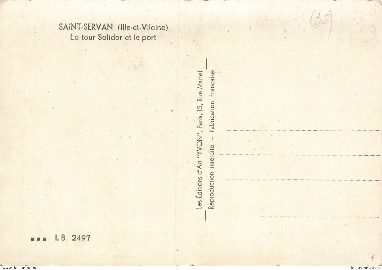 35 SAINT SERVAN LA TOUR SOLIDOR ET LE PORT - Saint Servan