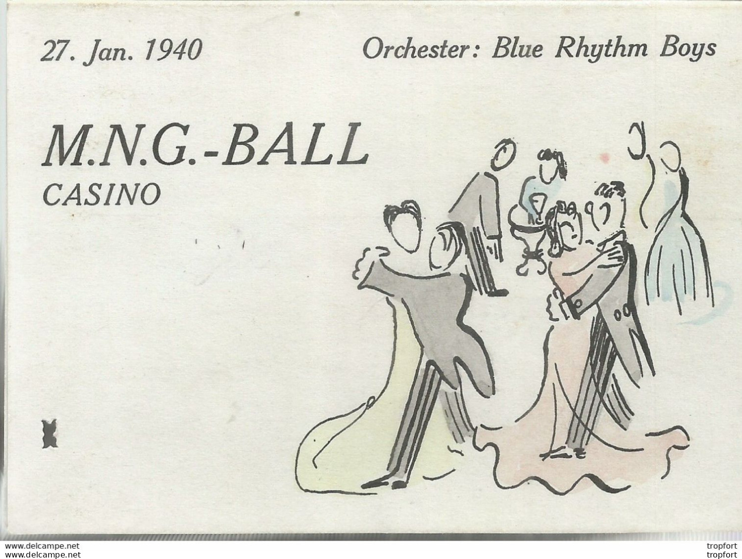 TJ / CARTE DE VISITE FEUILLET Publicitaire PUB M.N.G -BALL Blue Rhythm Boys CASINO 1940 PROGRAMME Billet Numéroté 628 - Cartoncini Da Visita