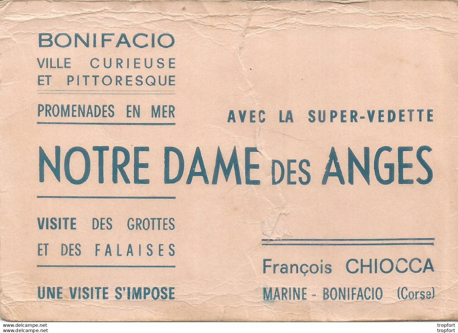 F152 / CDV Carte Publicitaire De Visite PUB Advertising Card / CORSE BONIFACIO Notre Dame Des Anges PROMENADE MER - Cartes De Visite