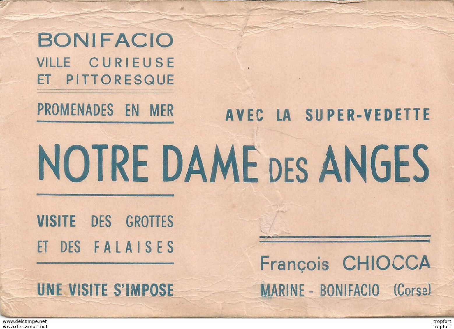 F152 / CDV Carte Publicitaire De Visite PUB Advertising Card / CORSE BONIFACIO Notre Dame Des Anges PROMENADE MER - Tarjetas De Visita