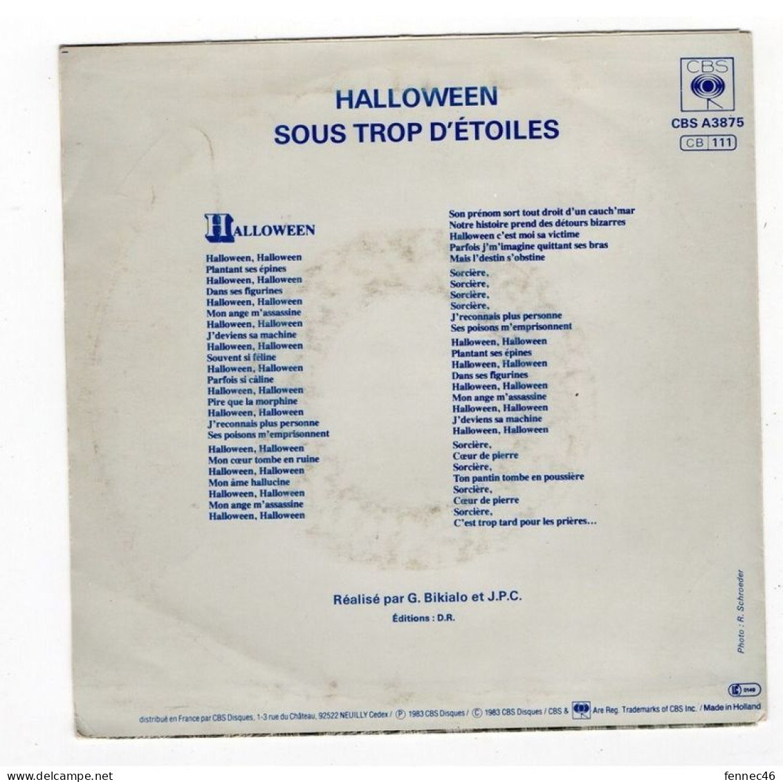 Vinyle 45T (SP-2 Titres) -  Jean Patrick Capdevielle - Halloween - Sous Trop D'étoiles - Autres - Musique Française