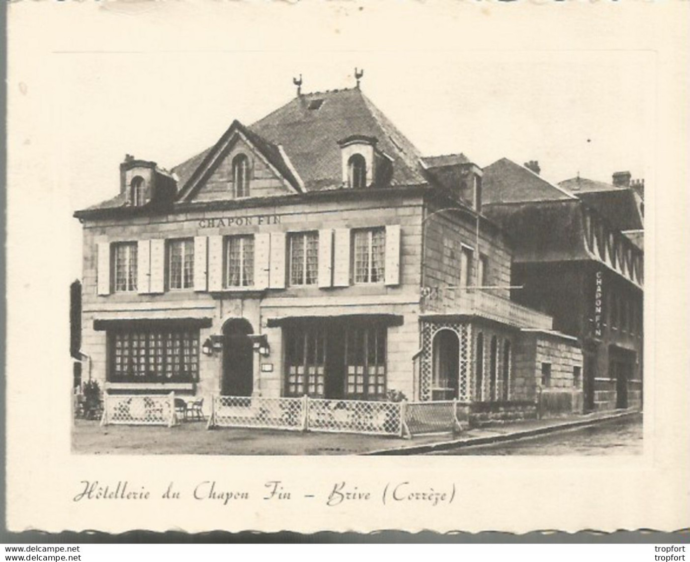 CARTE DE VISITE Feuillet HOTEL HOTELLERIE DU CHAPON FIN BRIVE CORREZE - Visitekaartjes