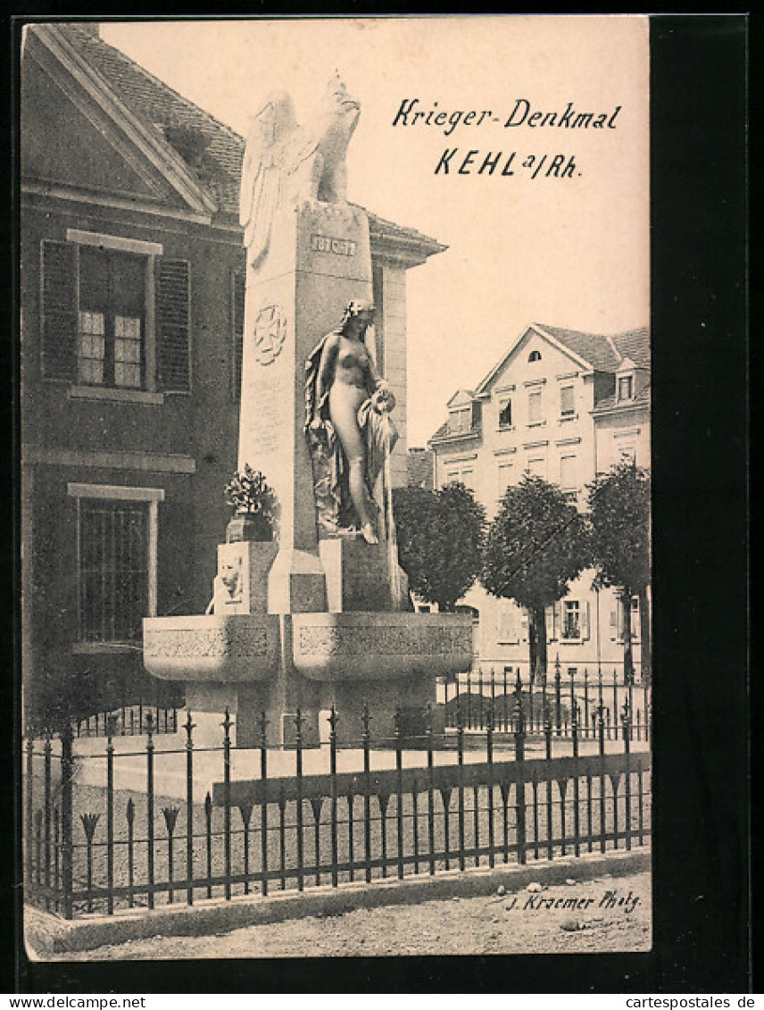 AK Kehl A. Rhein, Krieger-Denkmal  - Kehl