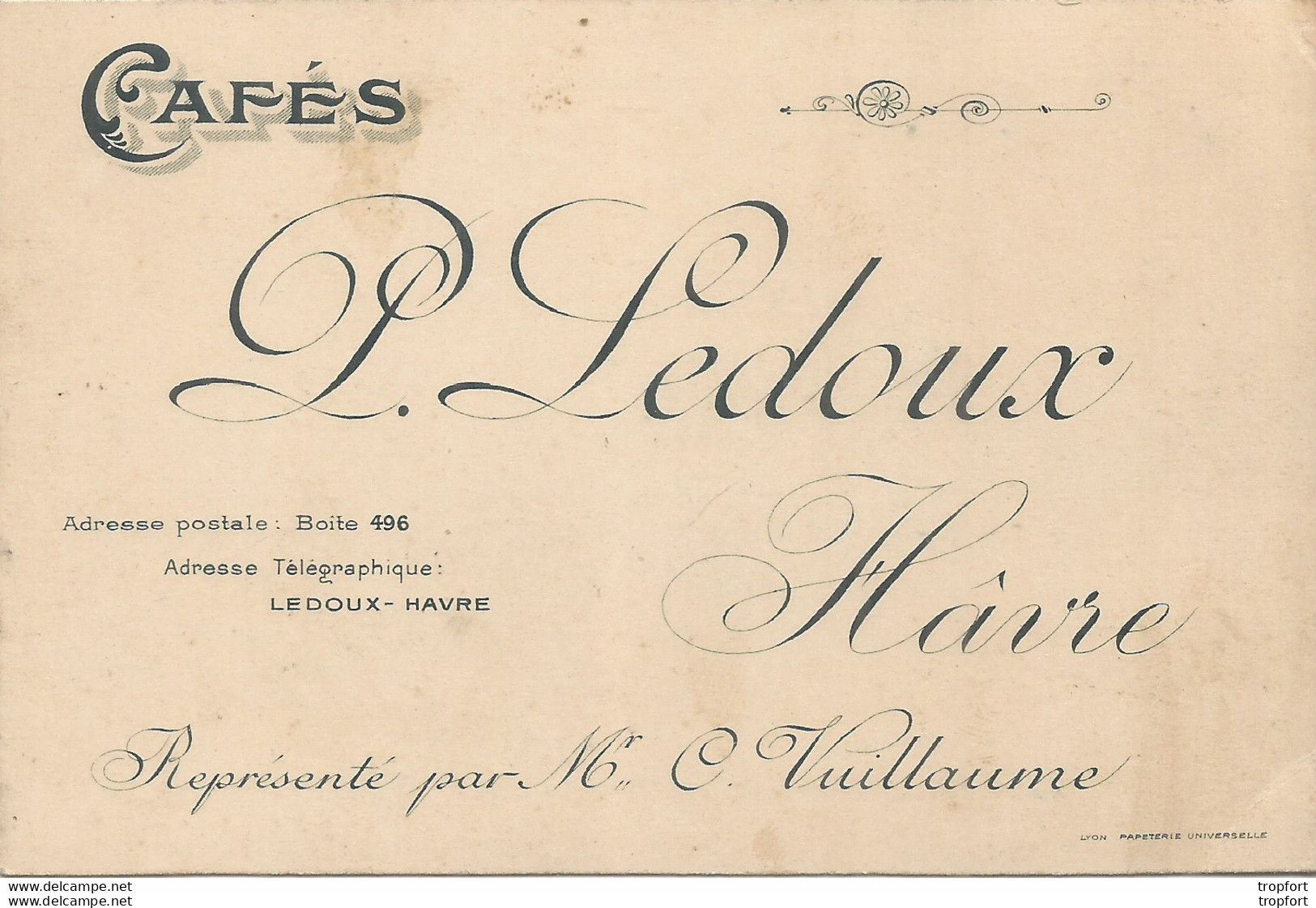 F152 / CDV Carte Publicitaire De Visite PUB Advertising Card / LE HAVRE Cafés LEDOUX - Cartes De Visite