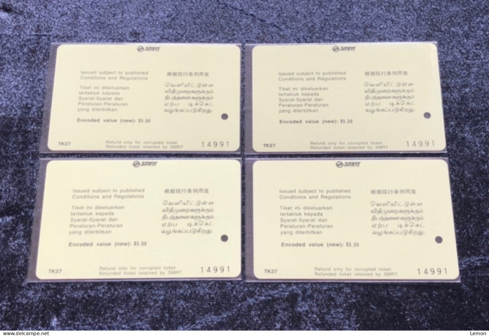 Singapore SMRT TransitLink Metro Train Subway Ticket Card, Evolution Of The Ford Car, Set Of 4 Used Cards - Singapour