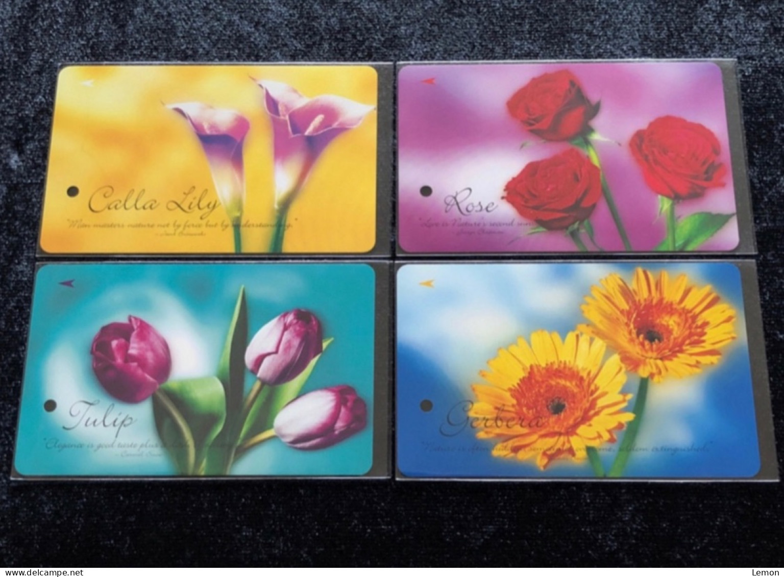 Singapore SMRT TransitLink Metro Train Subway Ticket Card, The Scent Of Nature Flower, Set Of 4 Used Cards - Singapour