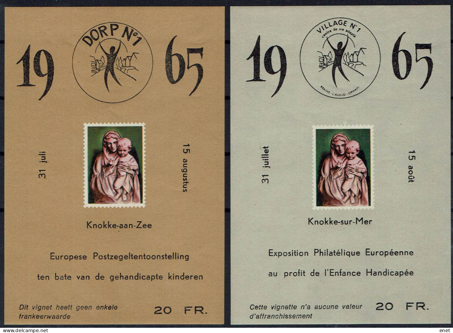 Belgie 1965 -  OBP E92/93 - Koniging Fabiola Dorp - Knokke - Erinnofilia [E]