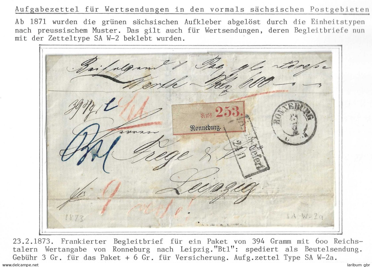 Deutsches Reich Paketbegleitbrief Aus Ronneburg Mit Aufgabezettel #IB905 - Altri & Non Classificati