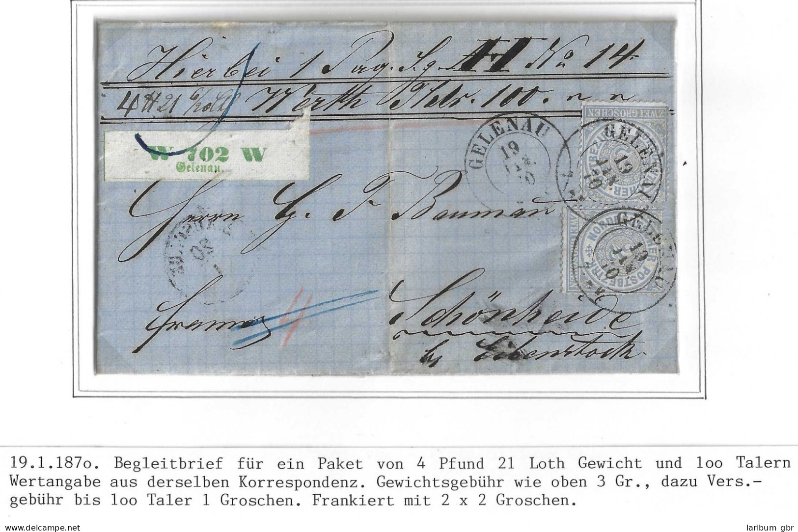 Norddeutscher Bund Paketbegleitbrief Mit Aufgabezettel Zusatz W #IB907 - Lettres & Documents