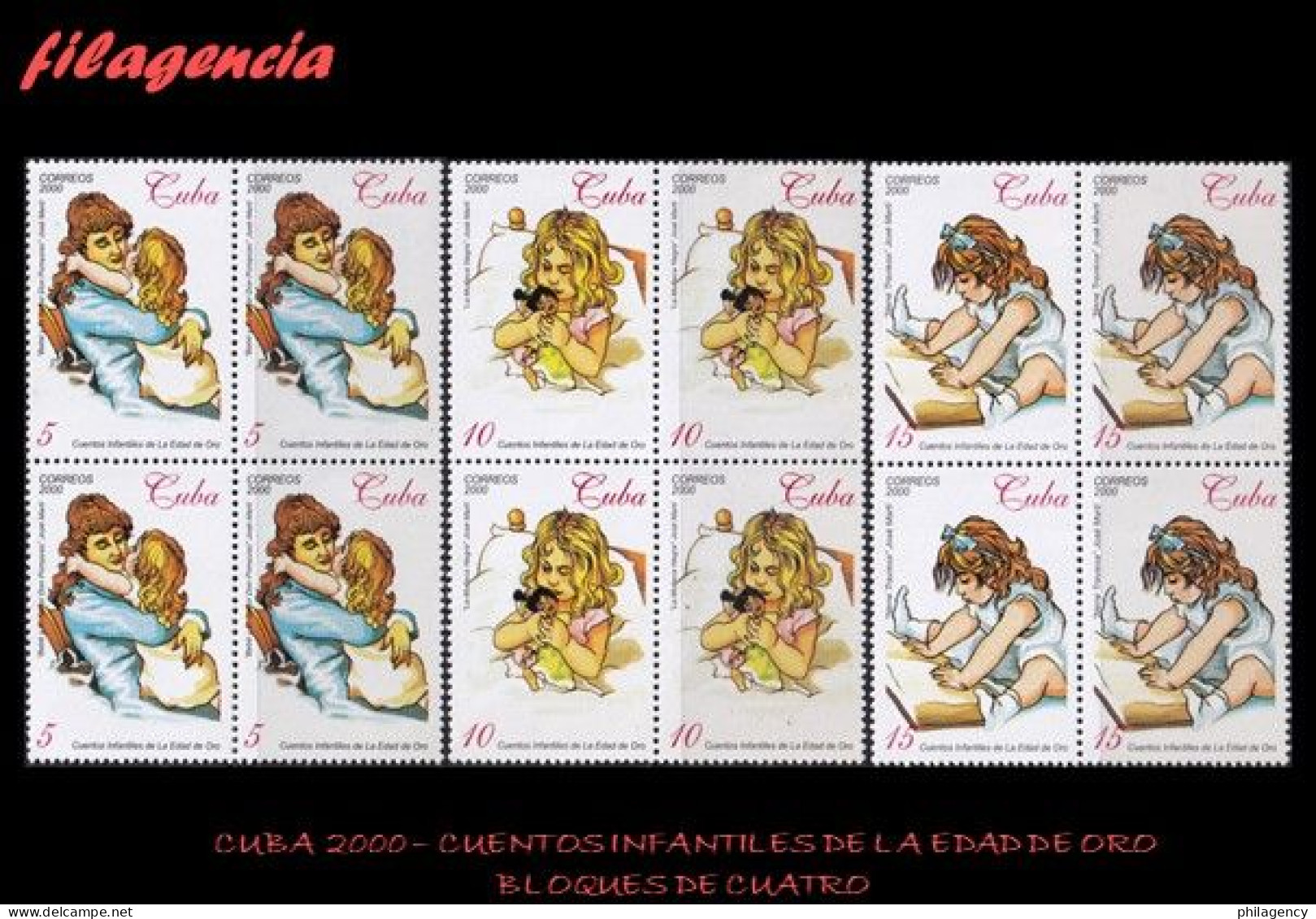 CUBA. BLOQUES DE CUATRO. 2000-14 CUENTOS INFANTILES DE LA EDAD DE ORO. OBRA LITERARIA DE JOSÉ MARTÍ - Nuevos