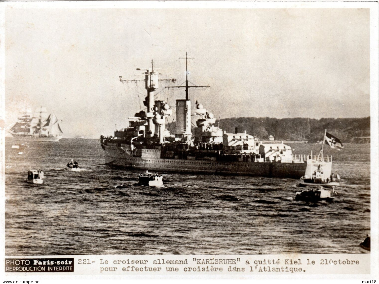 Photo Originale - Croiseur Allemand " KARLSRUHE " Bateau De Guerre - Années 1920 - Boats