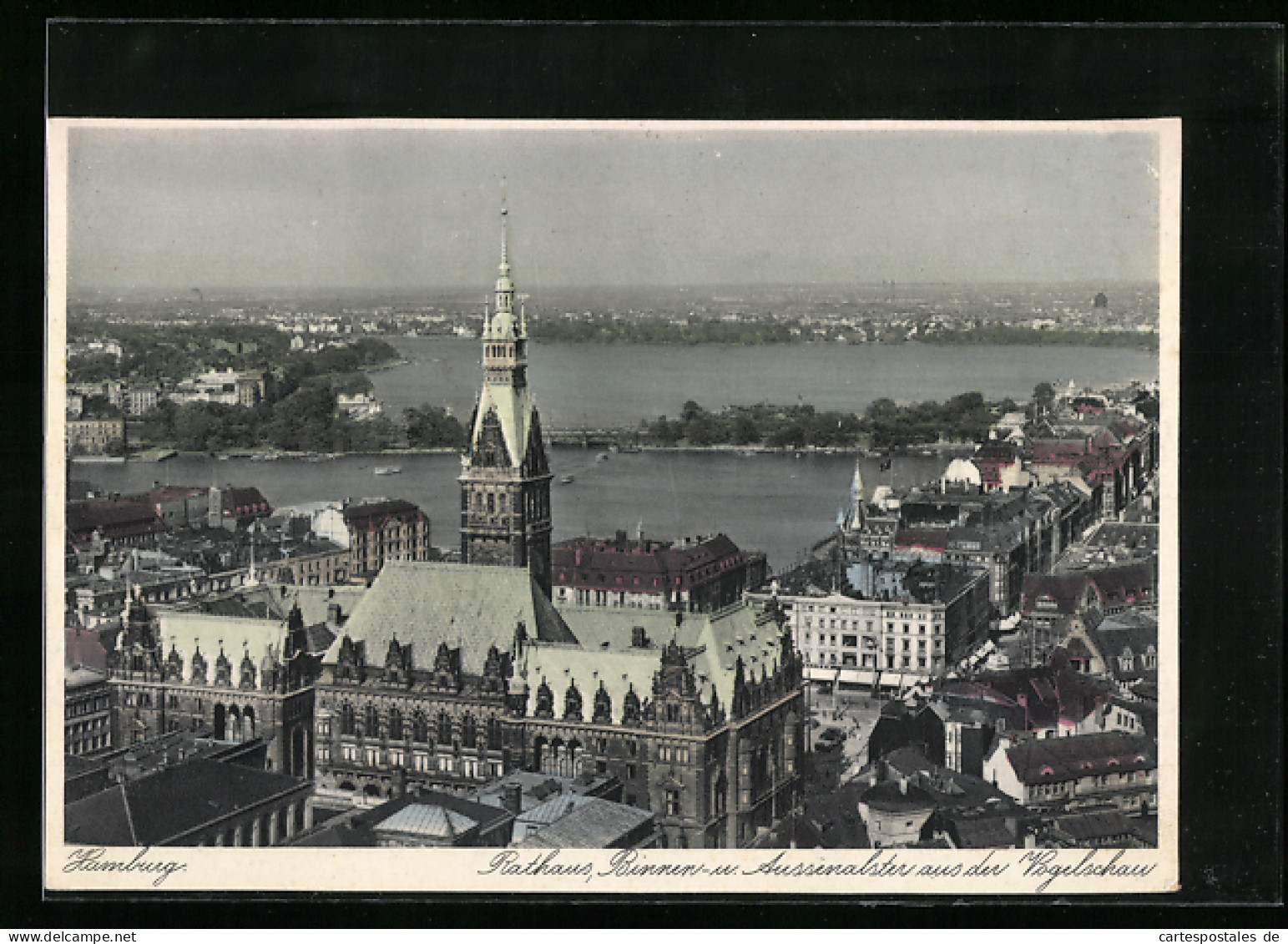 AK Hamburg, Rathaus, Binnen- Und Aussenalster Aus Der Vogelschau  - Mitte