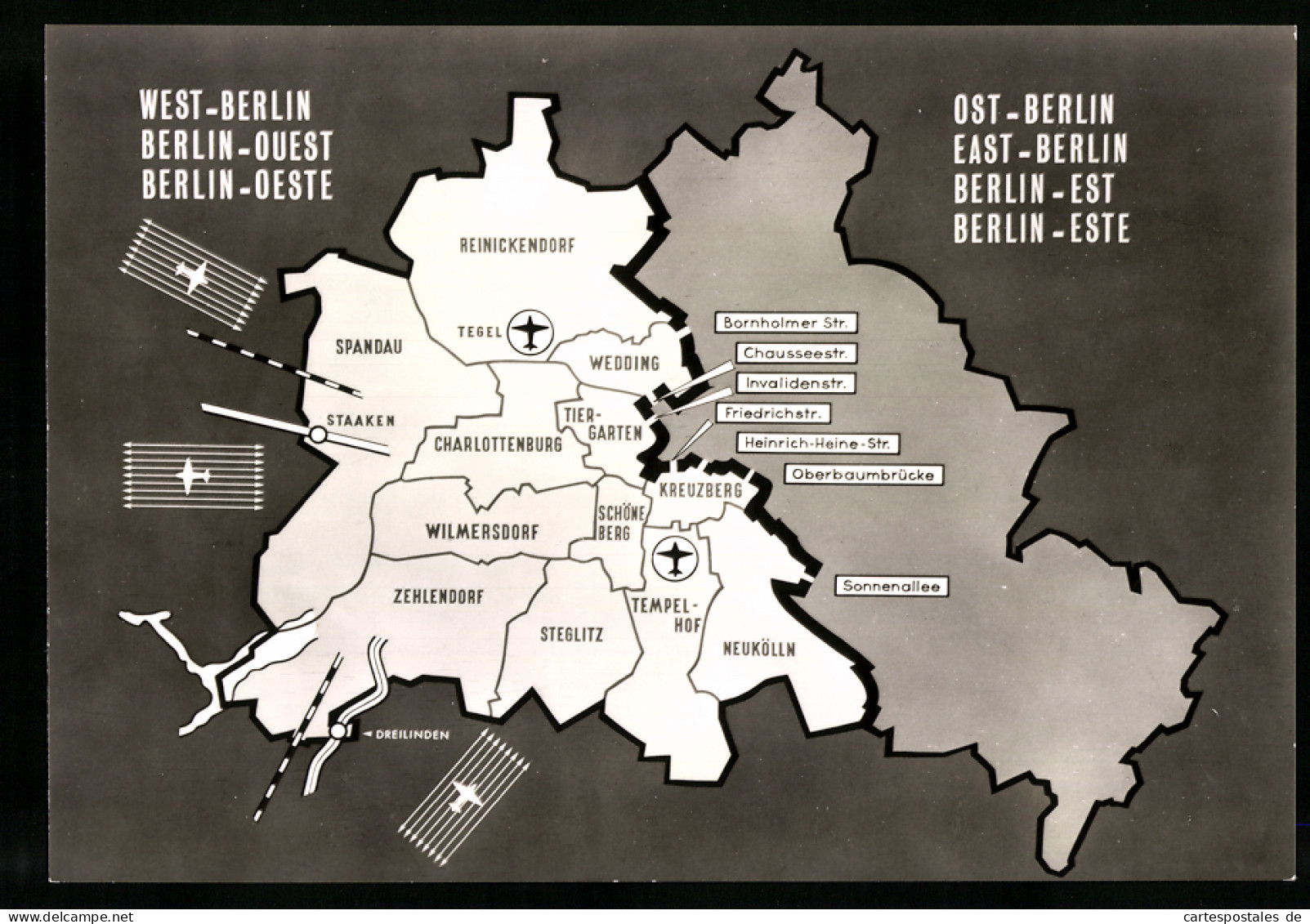 30 Fotografien unbekannter Fotograf, Ansicht Berlin, Berliner Mauer, Zonengrenze, Sektorengrenze, Treptower Strasse uv 