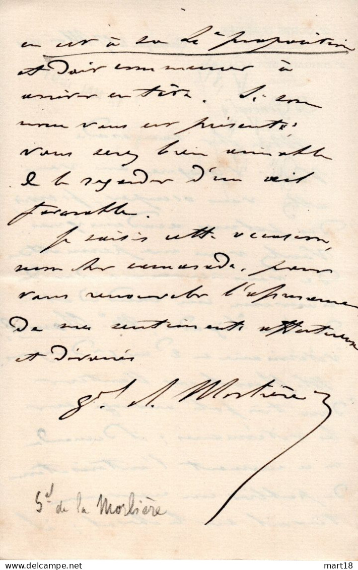 Lettre Manuscrite Et Signée - 1891 - Général De La MORLIERE - Compiègne (60) - - Politisch Und Militärisch