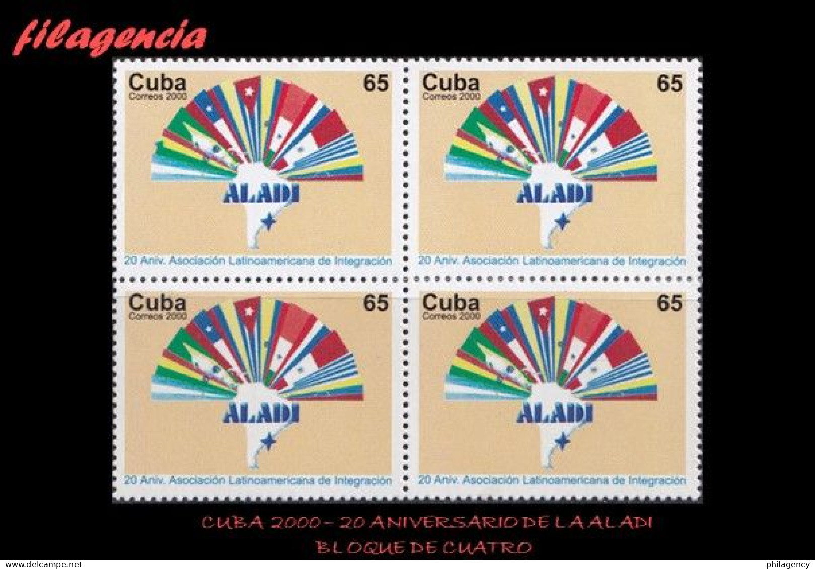 CUBA. BLOQUES DE CUATRO. 2000-15 XX ANIVERSARIO DE LA ASOCIACIÓN LATINOAMERICANA DE INTEGRACIÓN ALADI - Unused Stamps