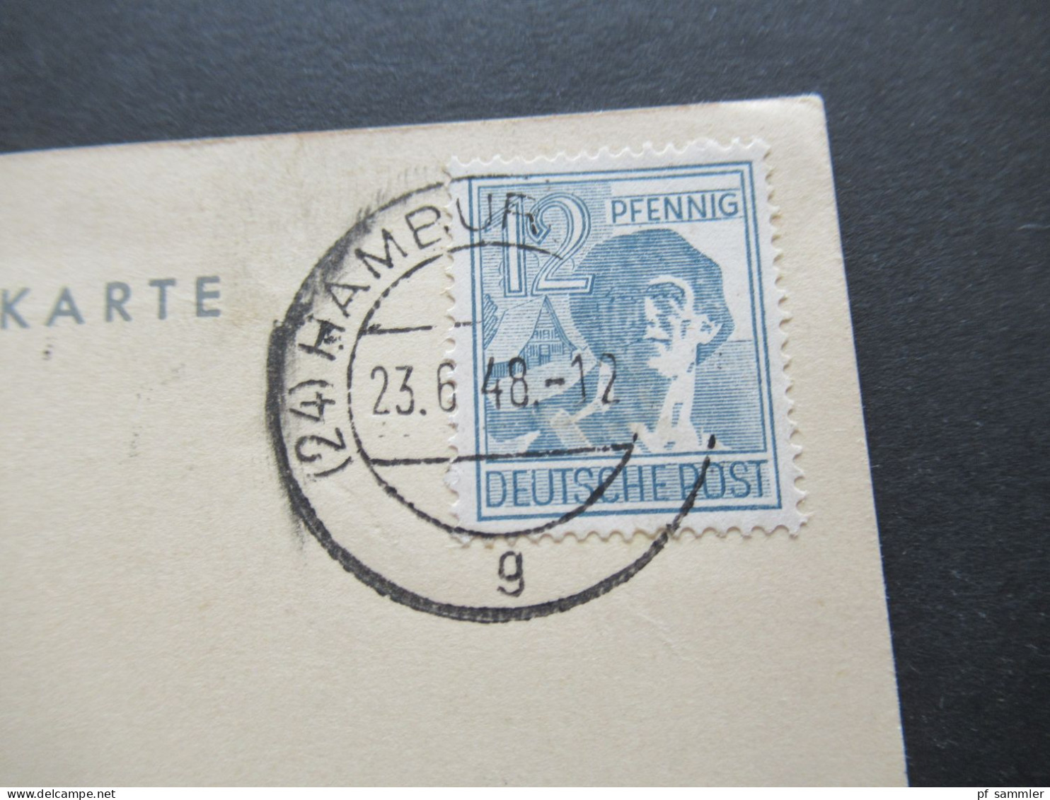 Bizone Währungsreform ZF Zehnfachfrankatur 23.6.1948 Orts PK Hamburg Ex Libris F. Kammigan Bibliothek Günther Heyd - Storia Postale