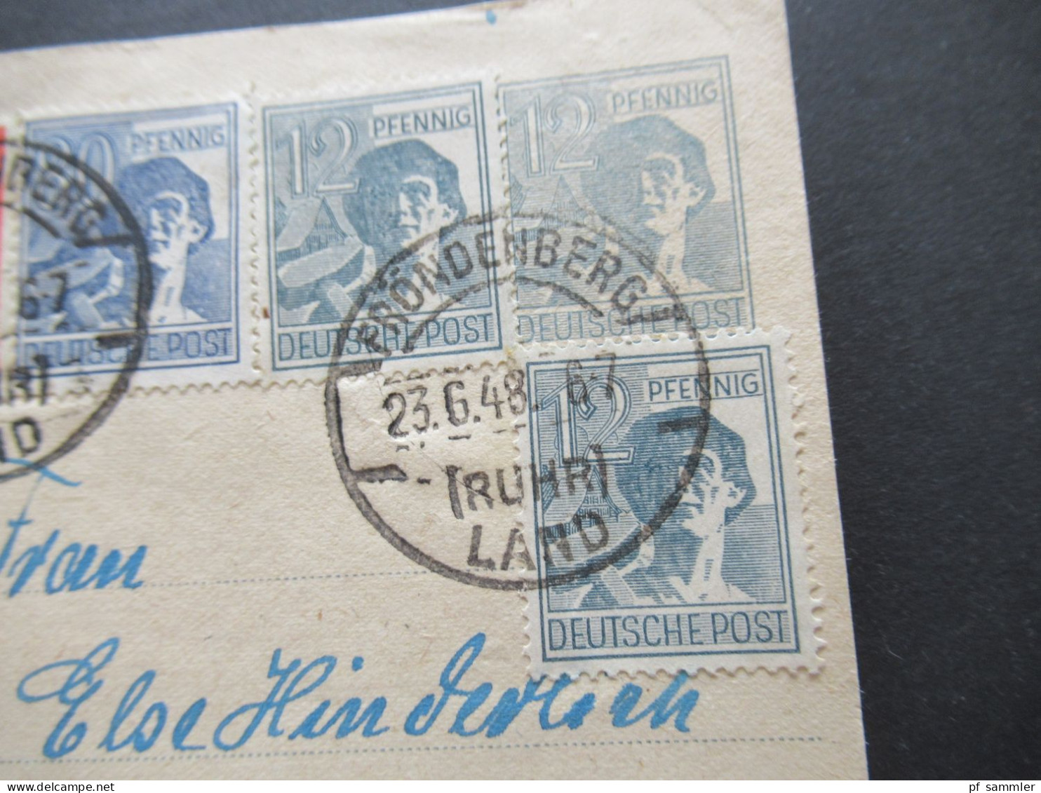 Bizone Währungsreform ZF Zehnfachfrankatur 23.6.1948 Arbeiter GA Mit ZuF Stempel Fröndenberg (Ruhr) Land Mit Viel Text!! - Storia Postale