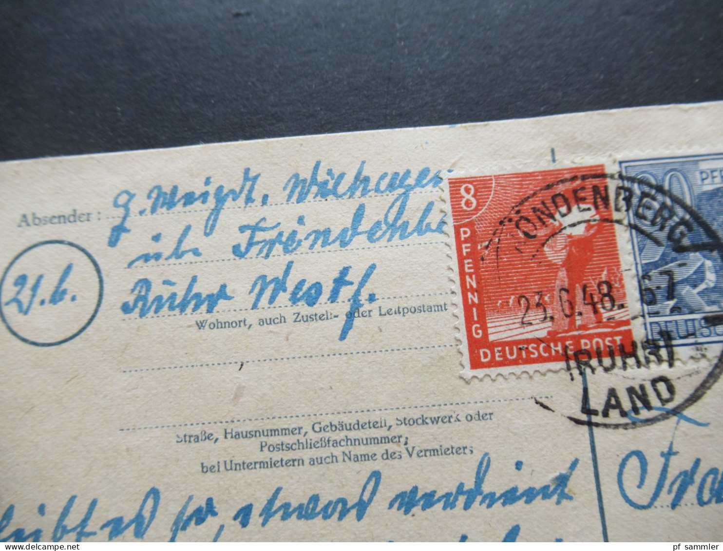 Bizone Währungsreform ZF Zehnfachfrankatur 23.6.1948 Arbeiter GA Mit ZuF Stempel Fröndenberg (Ruhr) Land Mit Viel Text!! - Brieven En Documenten