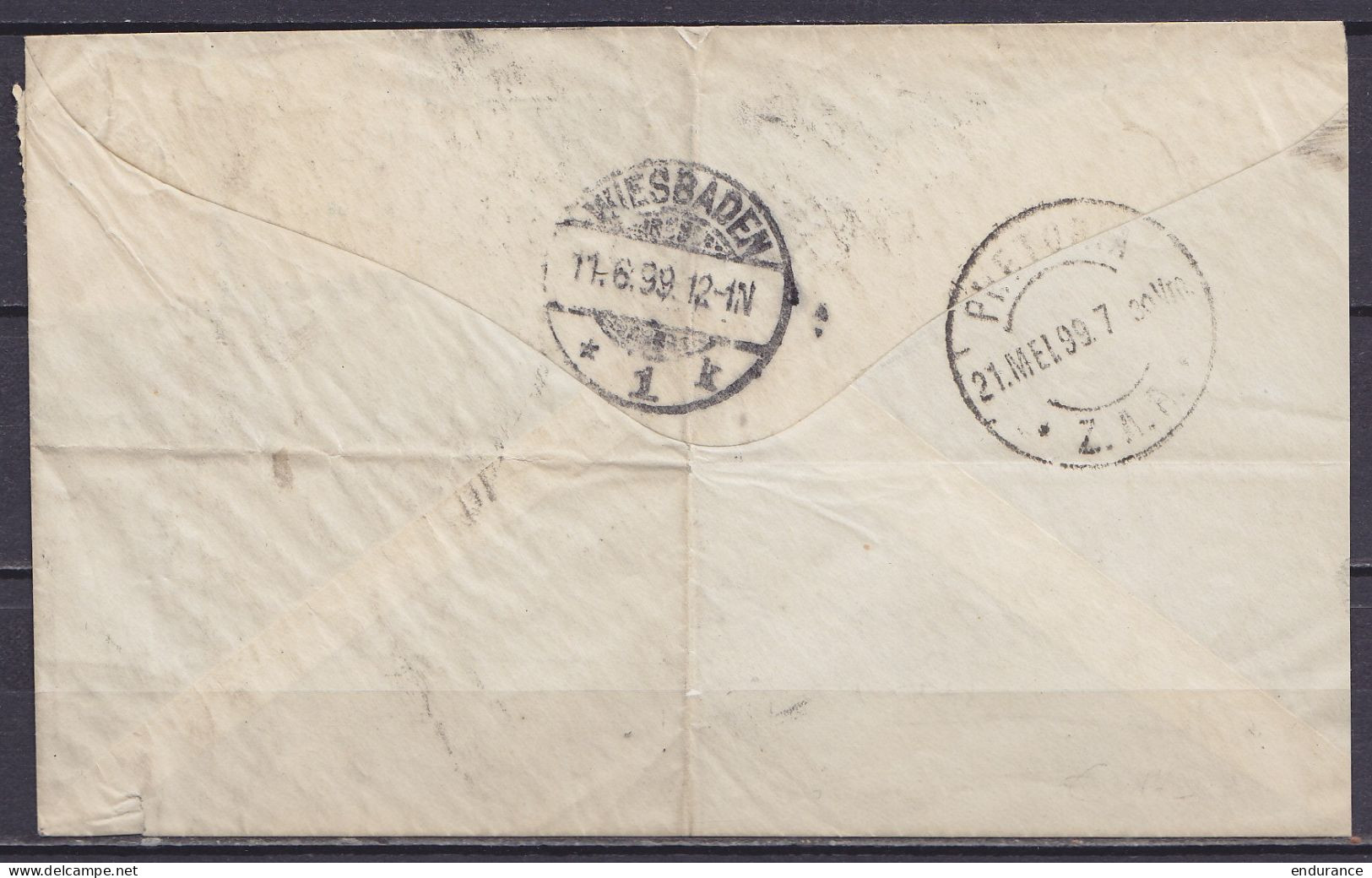 Afrique Du Sud - L. Affr. 2½d Càd "ERMELO /19 MEI 1899/ Z.A.R" Pour WIESBADEN Allemagne (au Dos: Càd Transit PRETORIA &  - Estado Libre De Orange (1868-1909)