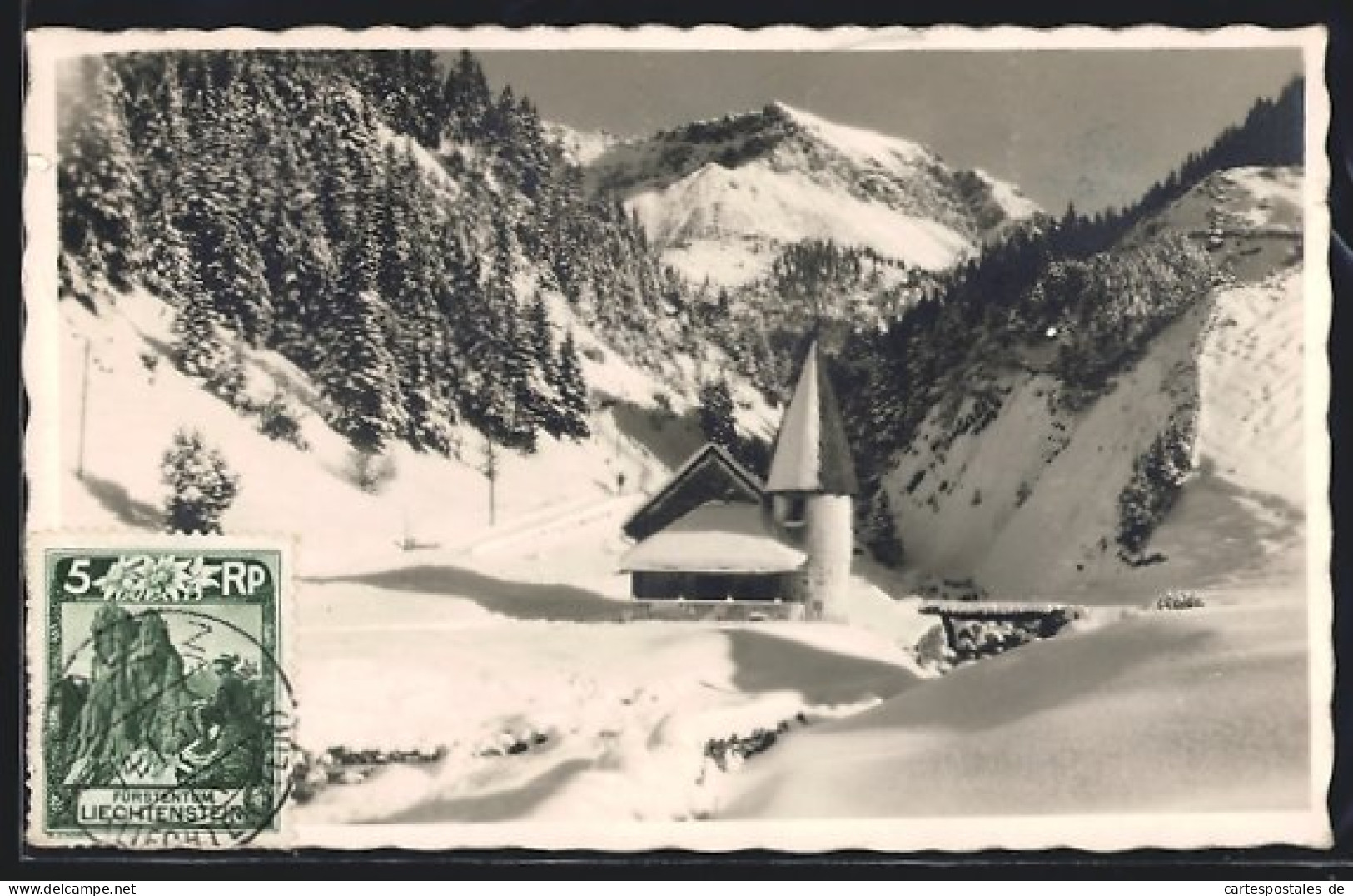 AK Steg, Schneeidylle An Der Kirche  - Liechtenstein