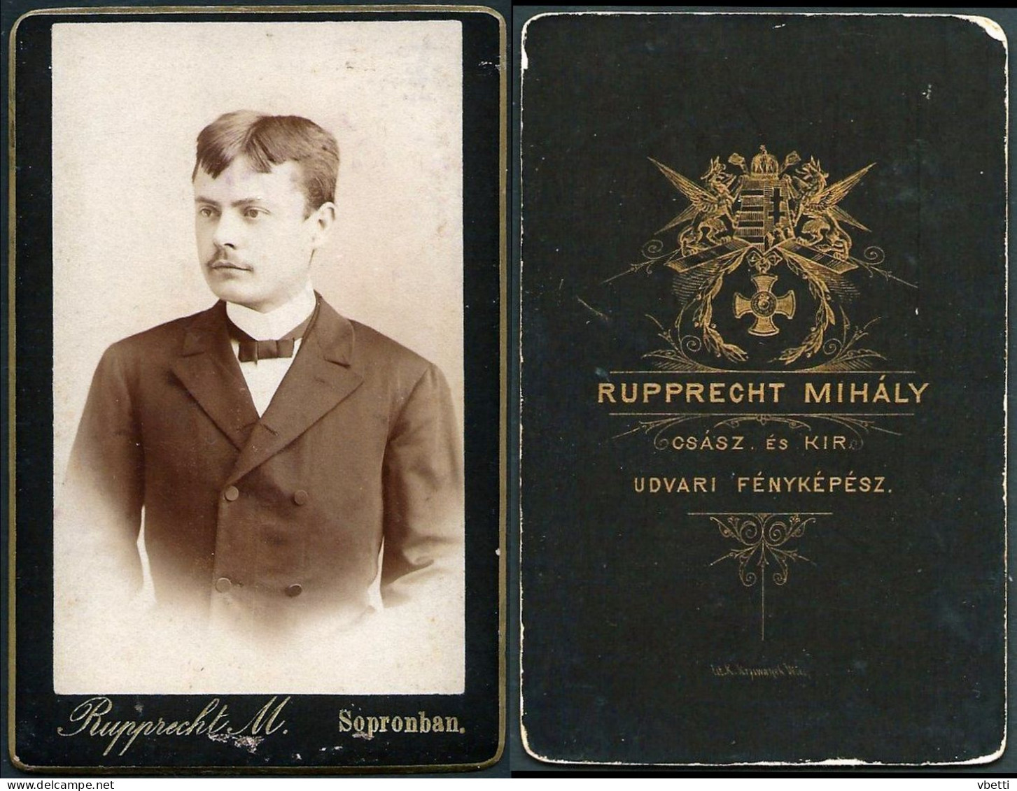 Hungary / Ungarn: CDV Foto, Junger Mann (Fotograf: Rupprecht Mihály - Sopron) - Anonymous Persons