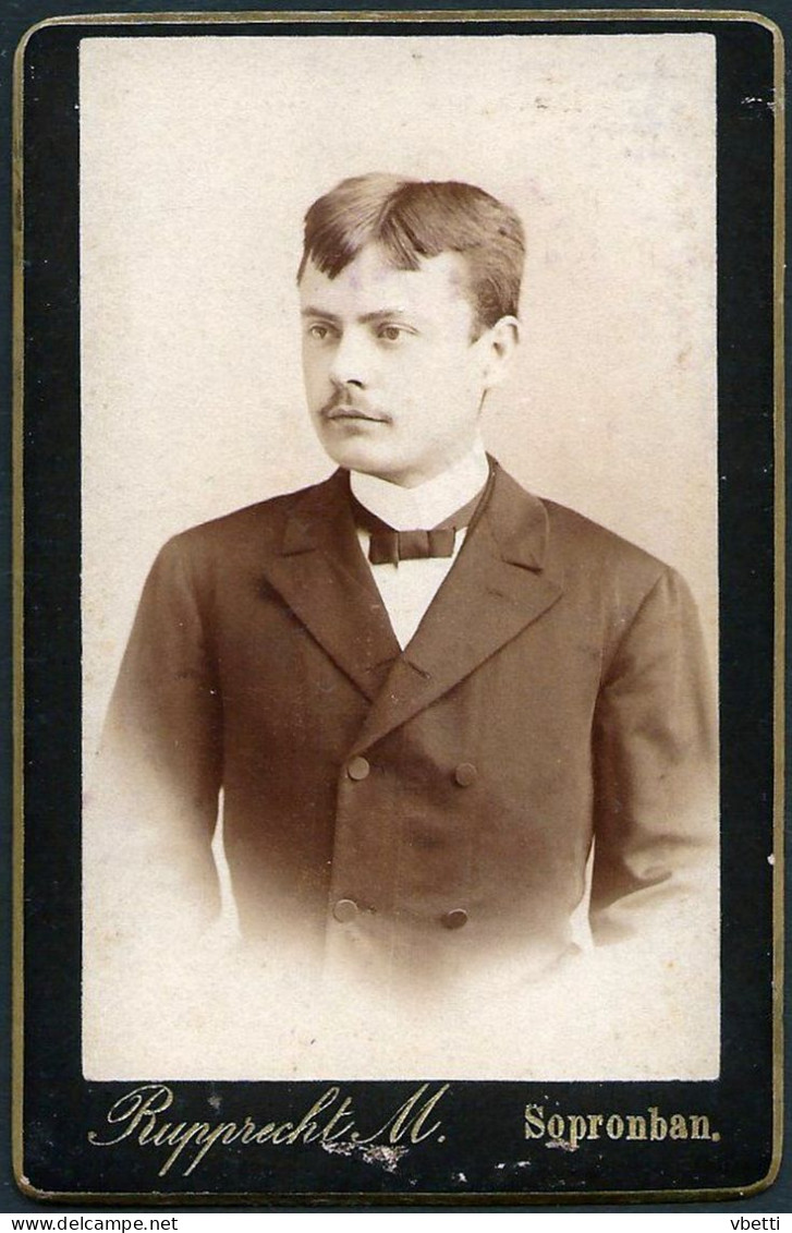 Hungary / Ungarn: CDV Foto, Junger Mann (Fotograf: Rupprecht Mihály - Sopron) - Anonymous Persons