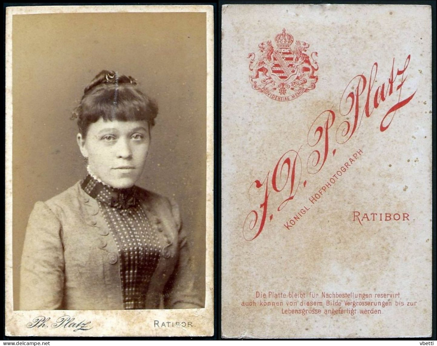 Poland / Polen / Polska: CDV Foto, Dame (Fotograf: J. D. P. Platz - Ratibor ) - Anonymous Persons