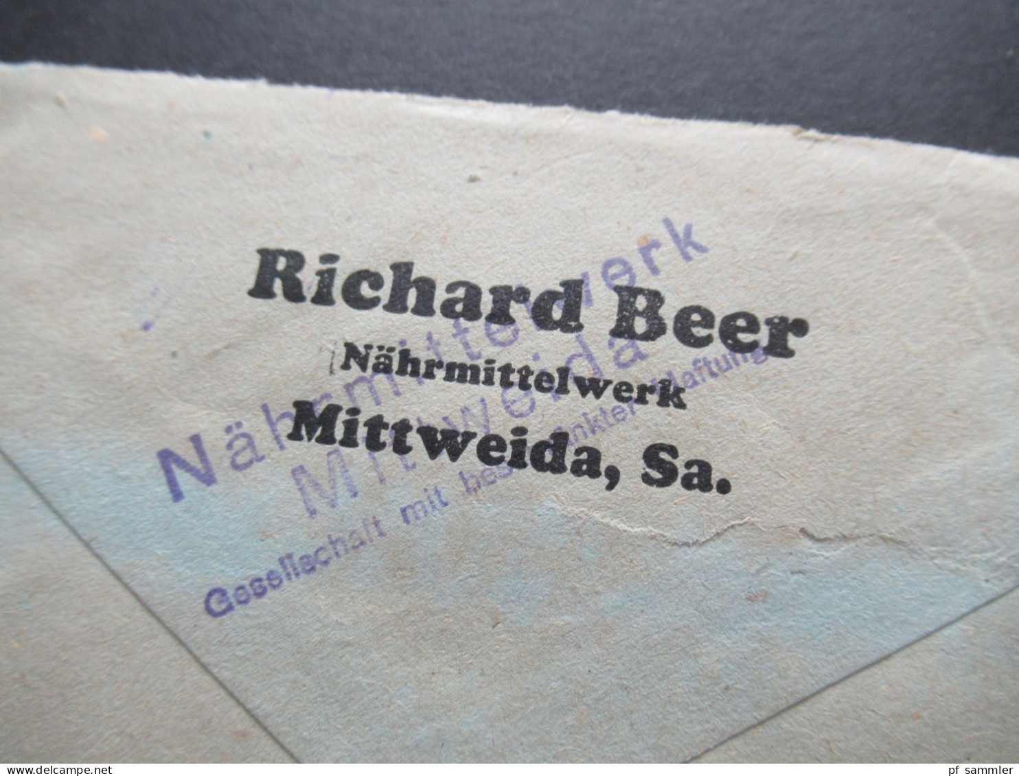 SBZ Währungsreform ZF Zehnfachfrankatur 29.6.1948 Tagesstempel Mittweida Abs. Stp. Nährmittelwerk Mittweida - Brieven En Documenten