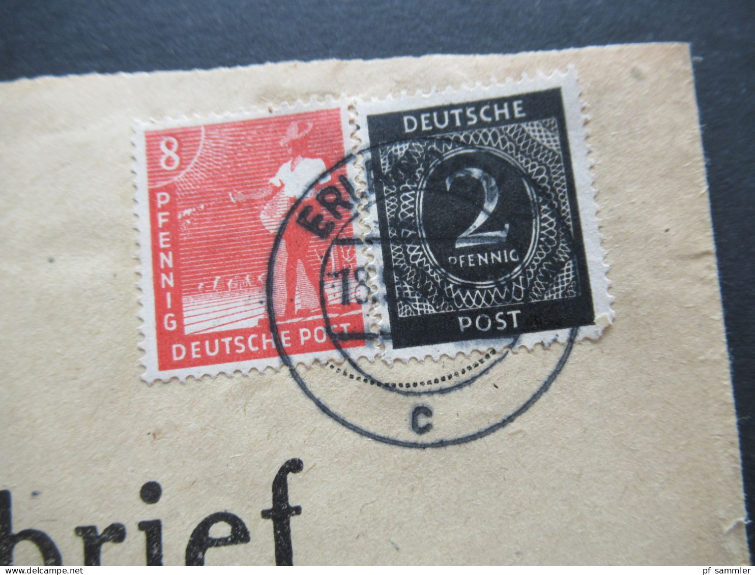 Kontrollrat 1947 MiF Postscheckbrief Postscheckdienst Nürnberg Postscheckamt Tagesstempel Erlangen / EMAS - Storia Postale