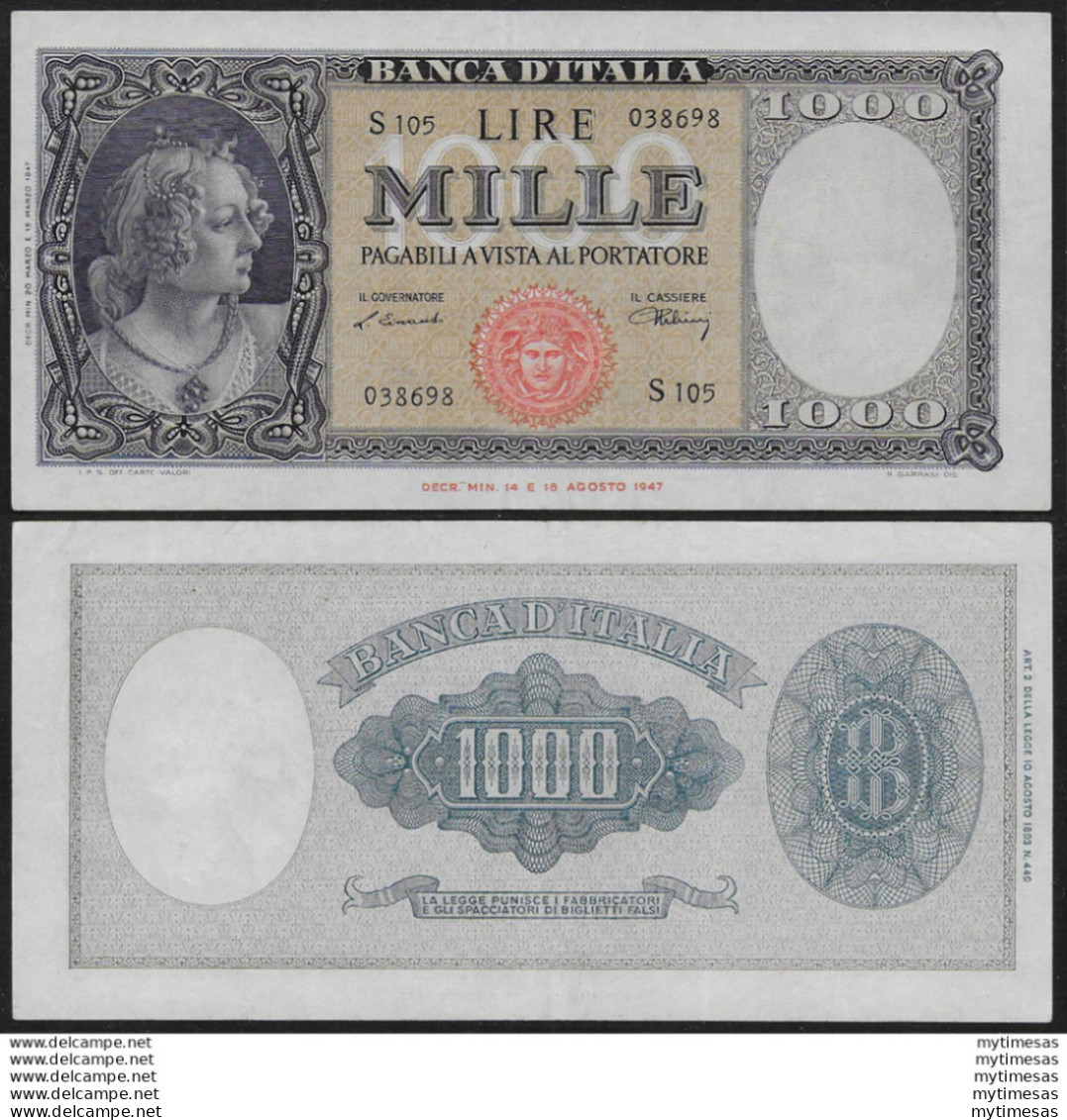 1947 Lire 1.000 Italia STP Rif. BI 695 Alfa - Autres & Non Classés