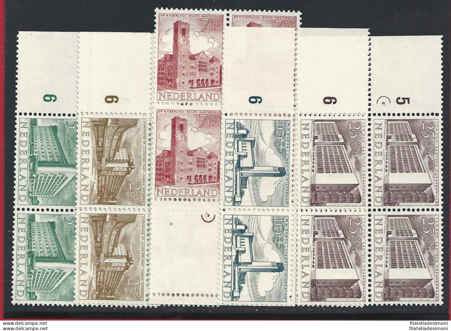 1955 OLANDA - N. 634/638 5 Valori MNH/** QUARTINA - Other & Unclassified