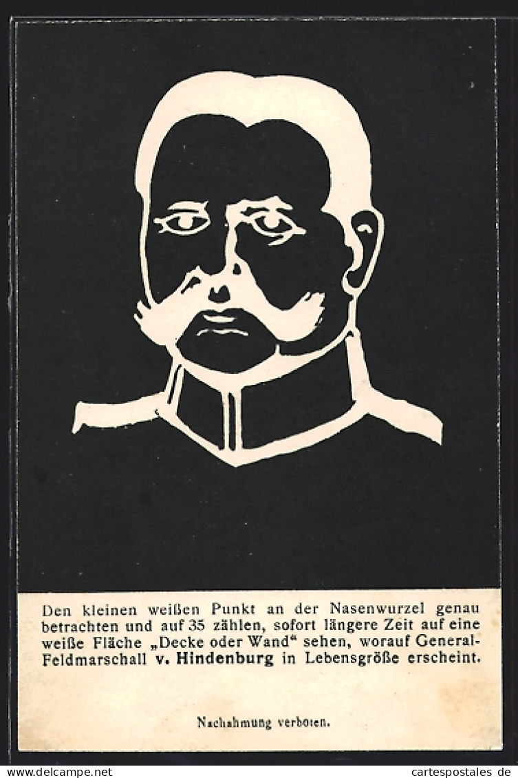 AK Portrait Generalfeldmarschall Paul Von Hindenburg, Optische Täuschung  - Historical Famous People