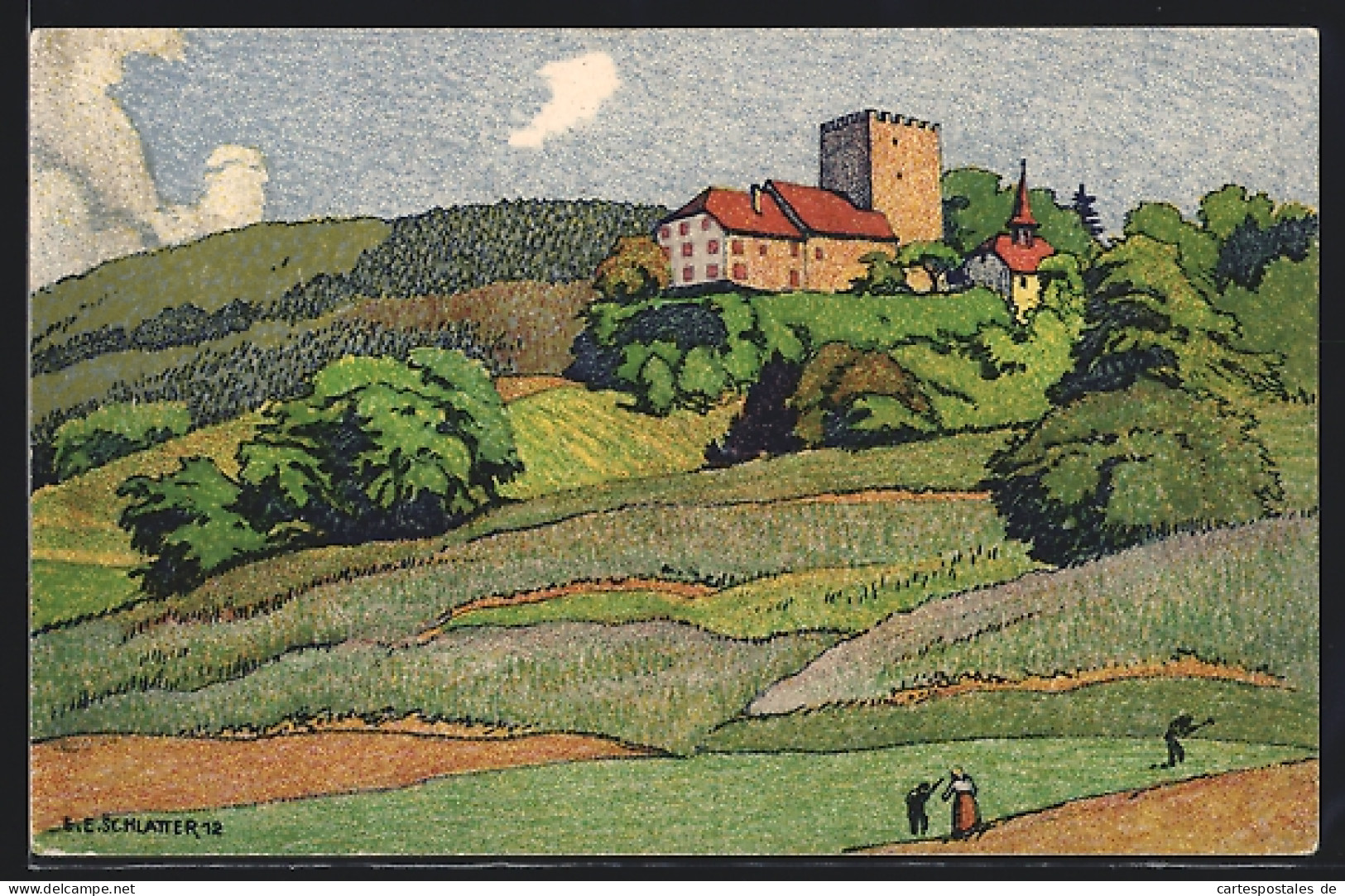 Künstler-AK Ernst E. Schlatter: Weinfelden, Das Weinfelder Schloss  - Weinfelden