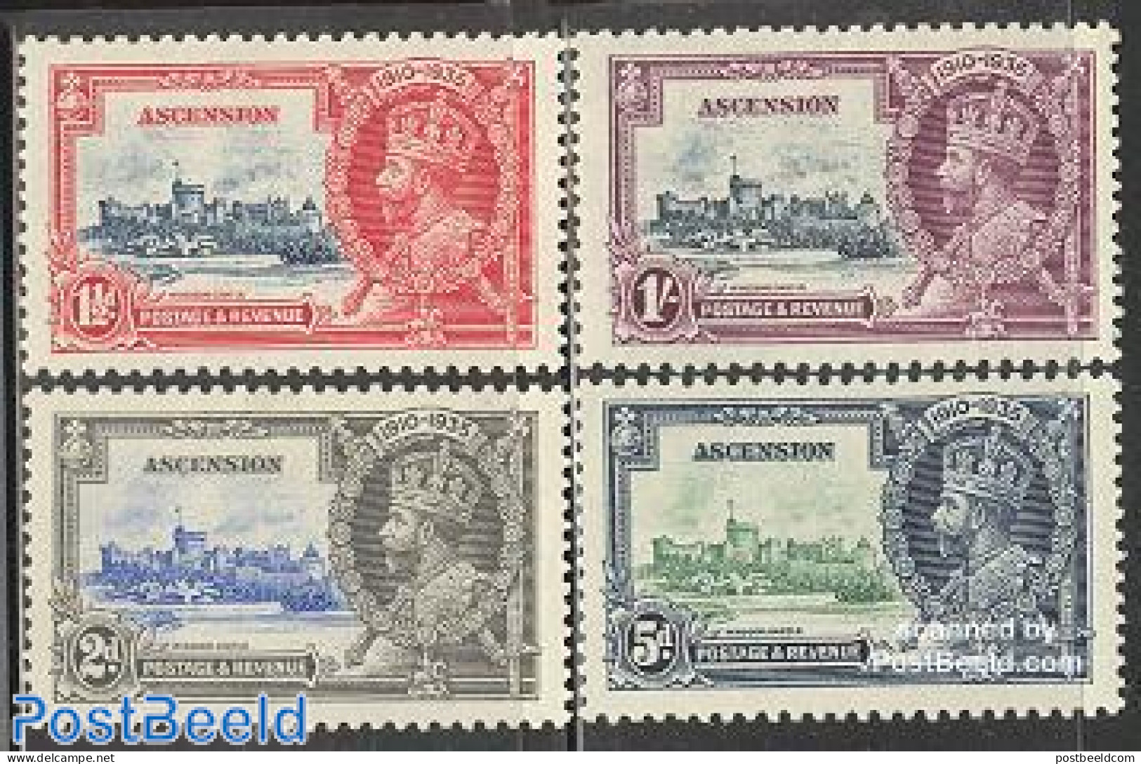 Ascension 1935 King George V Silver Jubilee 4v, Mint NH, History - Kings & Queens (Royalty) - Art - Castles & Fortific.. - Familias Reales