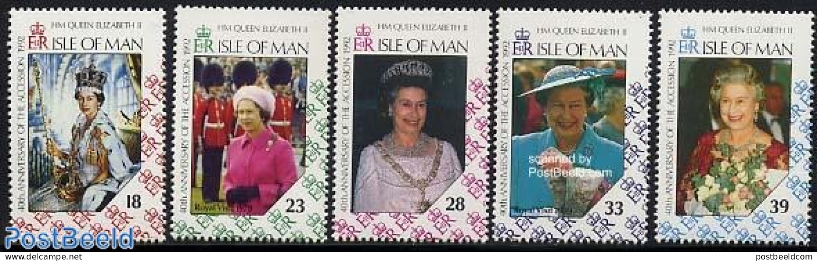 Isle Of Man 1992 40th Accession Anniversary 5v, Mint NH, History - Kings & Queens (Royalty) - Familias Reales