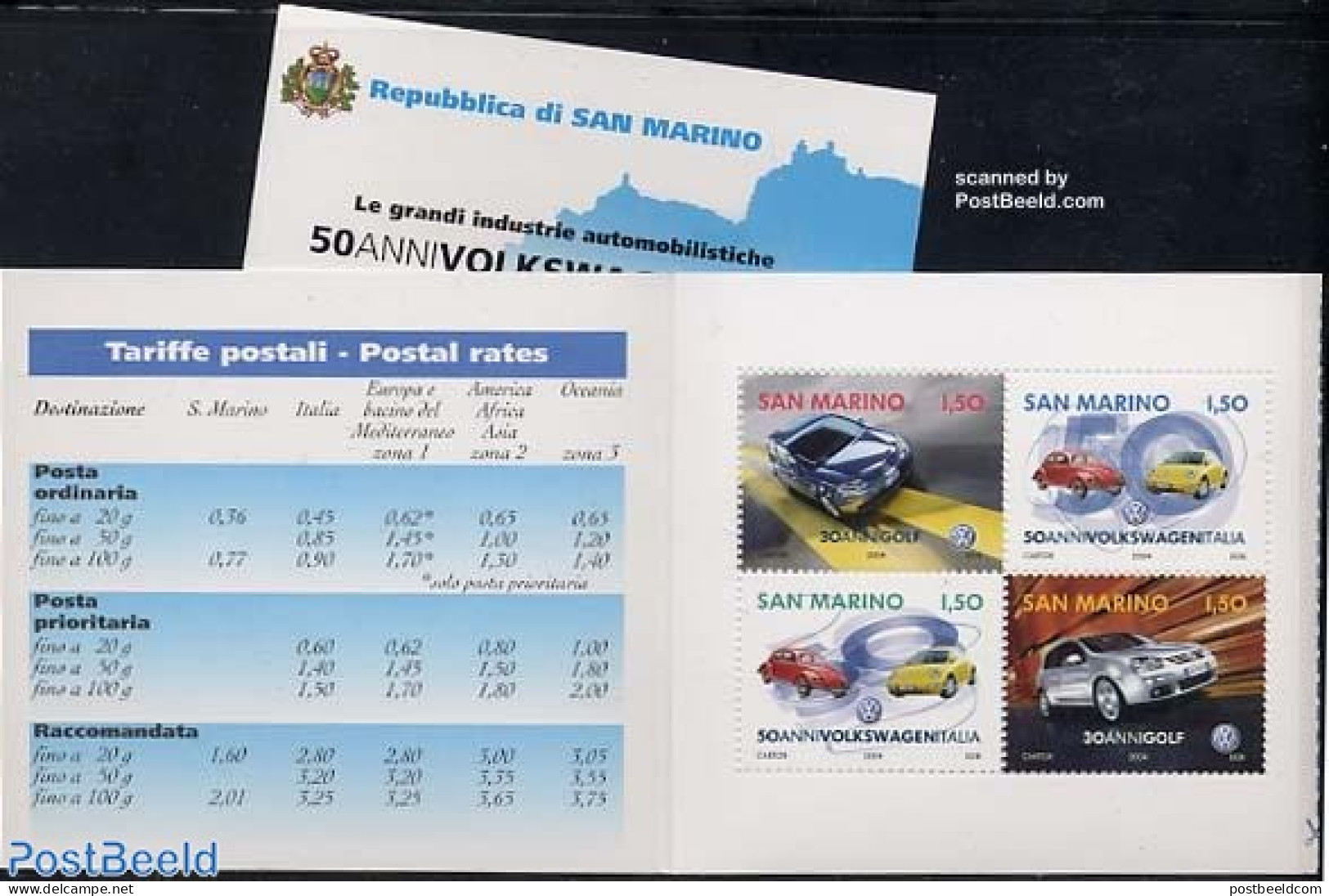 San Marino 2004 Volkswagen 4v In Booklet, Mint NH, Transport - Stamp Booklets - Automobiles - Nuovi