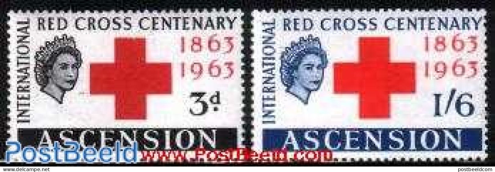 Ascension 1963 Red Cross Centenary 2v, Mint NH, Health - Red Cross - Red Cross