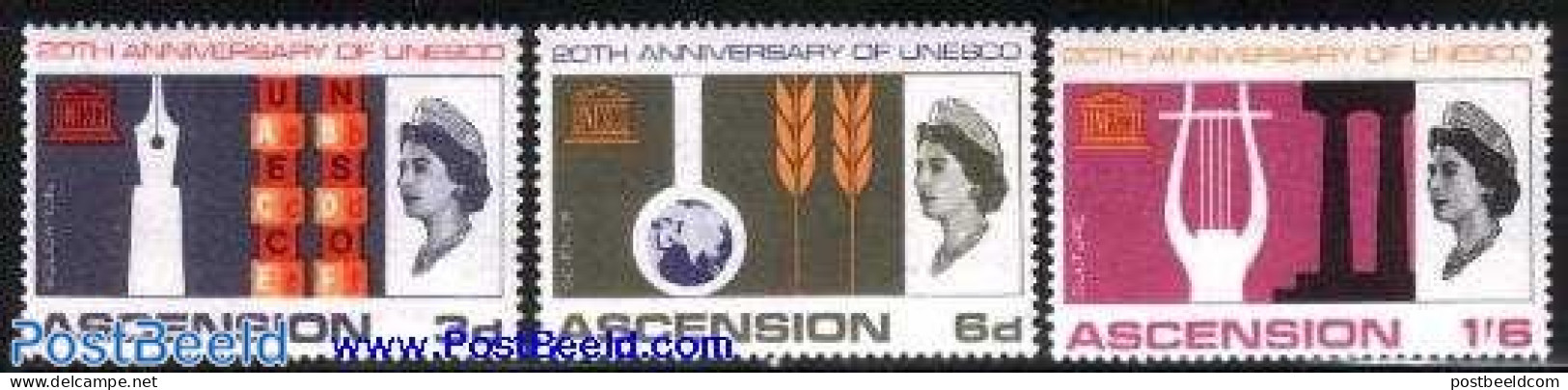 Ascension 1967 UNESCO 3v, Mint NH, History - Unesco - Ascension (Ile De L')