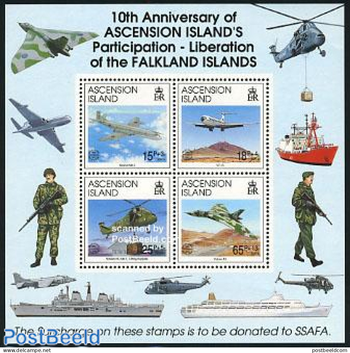 Ascension 1992 Falklands Liberation S/s, Mint NH, Transport - Helicopters - Aircraft & Aviation - Hubschrauber