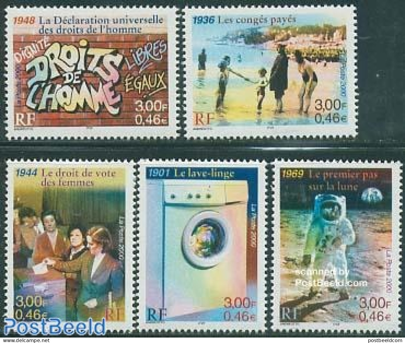 France 2000 20th Century 5v, Mint NH, History - Transport - Various - History - Women - Space Exploration - Tourism - Neufs