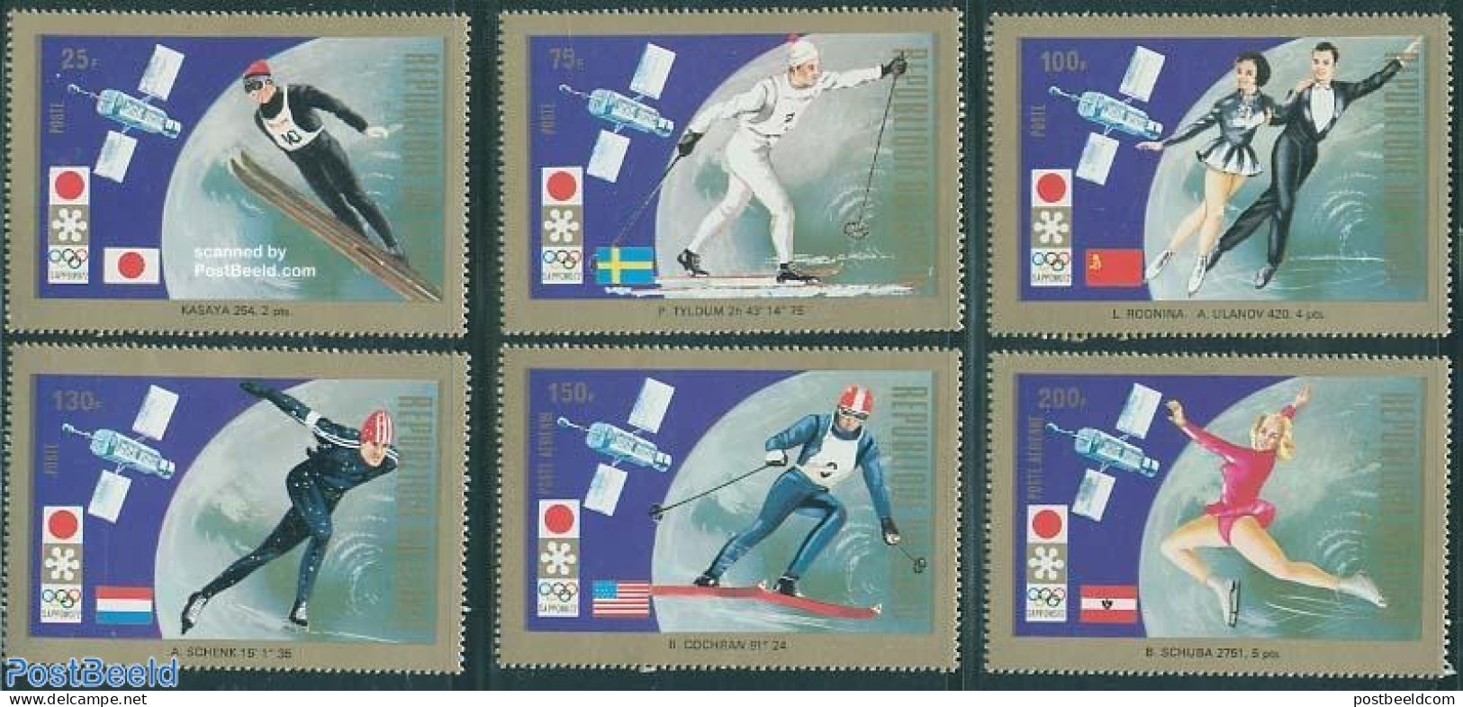 Chad 1972 Olympic Winter Games Sapporo 6v, Mint NH, History - Sport - Transport - Netherlands & Dutch - Olympic Winter.. - Autres & Non Classés