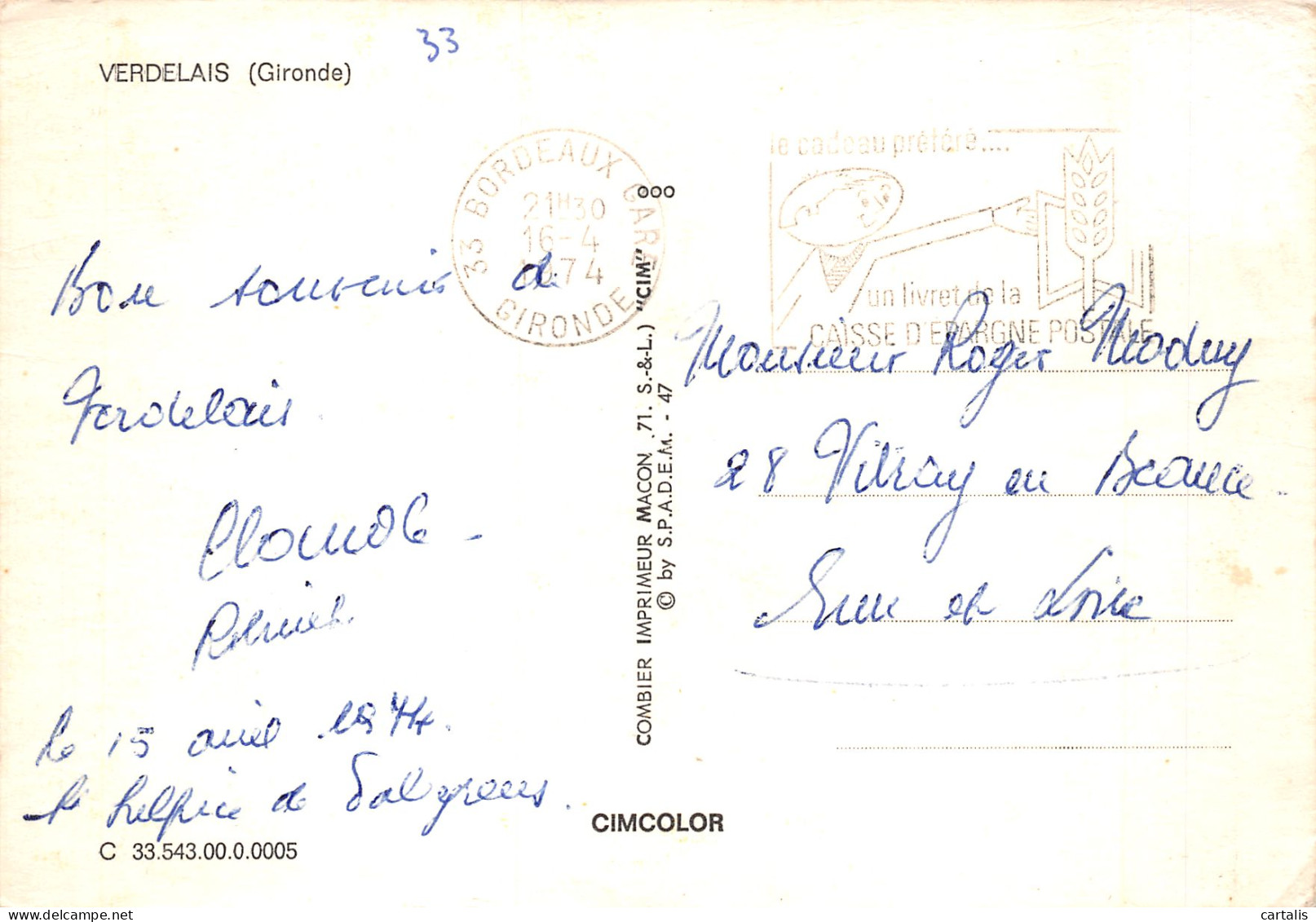 33-VERDELAIS-N°4244-B/0155 - Verdelais