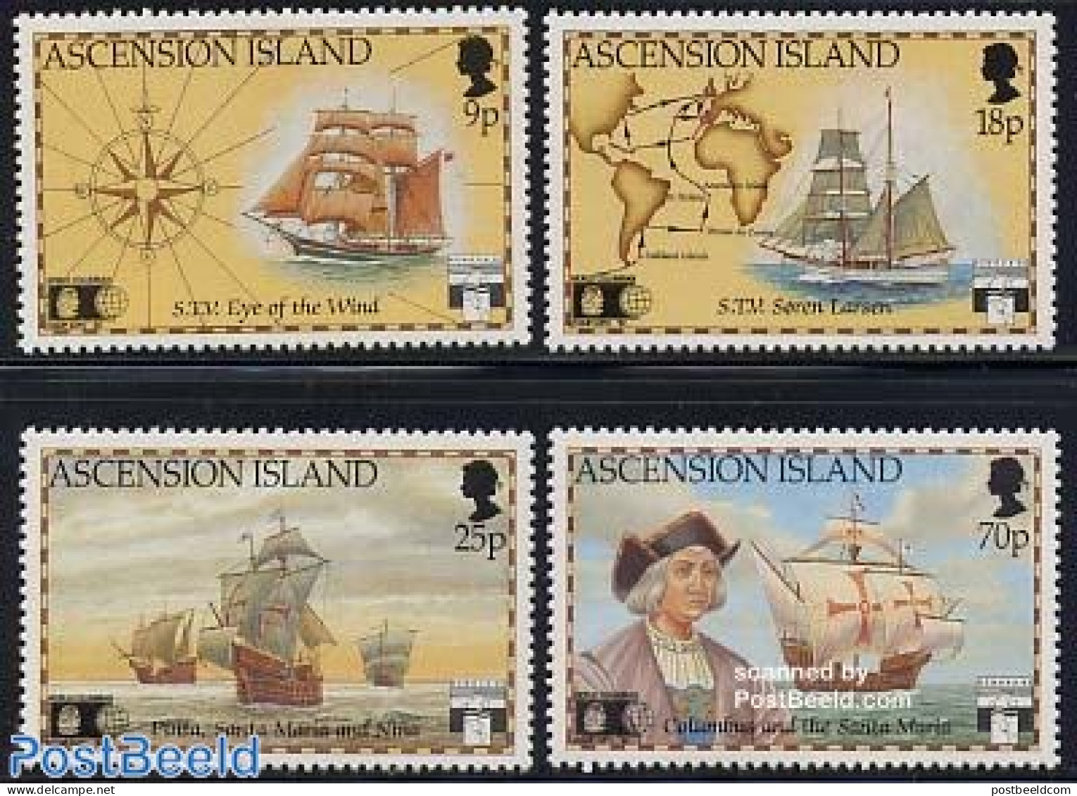 Ascension 1992 World Columbian Stamp Expo 4v, Mint NH, History - Transport - Various - Explorers - Ships And Boats - J.. - Explorers